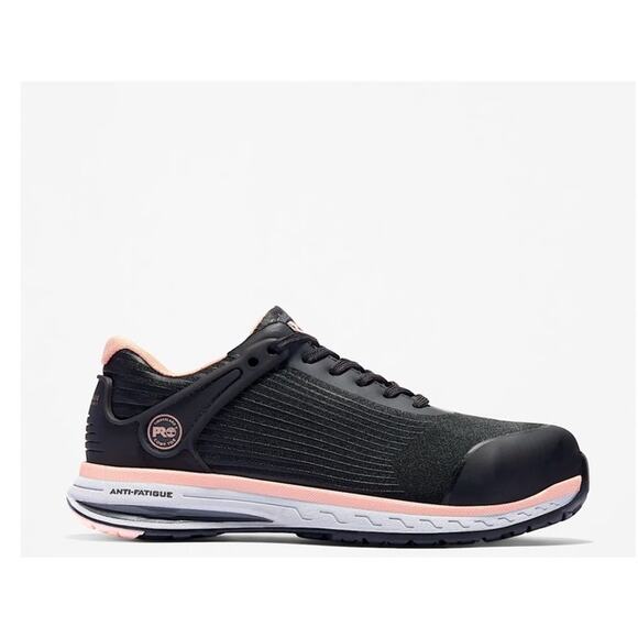 Women's Timberland PRO® Drivetrain Comp-Toe Work Sneaker Size 9.5 Black Pink - Picture 1 of 7